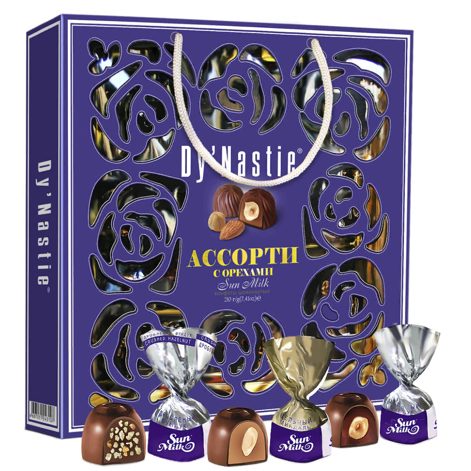  Династия Сумка Конфеты "Ассорти с орехами", 210г     в Ефремове